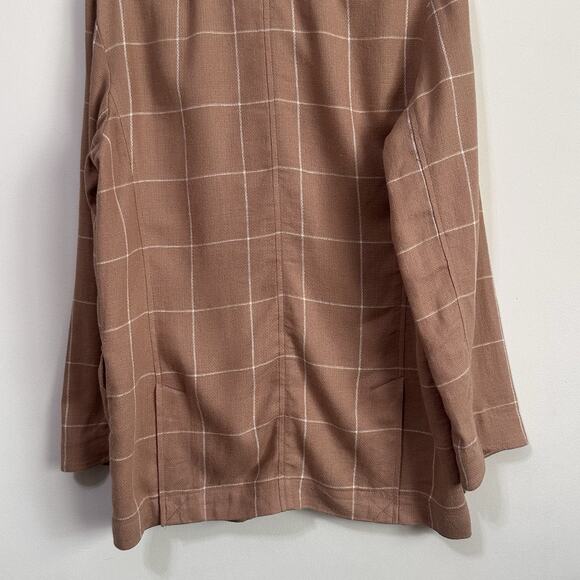 Madewell Breezewoven Larsen Blazer S Windowpane Linen Sandstone Tan 2 Button - Picture 8 of 11